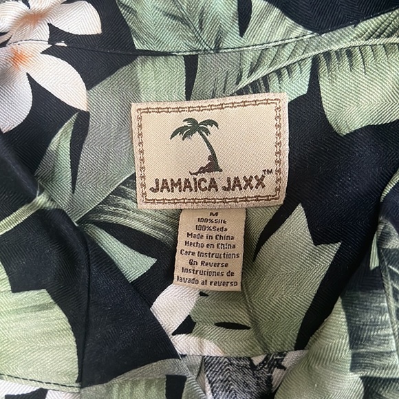 Jamaica Jaxx | Silk Hawaiian Polo | Black & Green | Medium - Picture 2 of 6